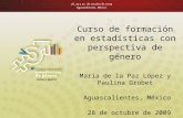 Curso de formación en estadísticas con perspectiva de género María de la Paz López y Paulina Grobet Aguascalientes, México 28 de octubre de 2009.