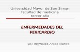 ENFERMEDADES DEL PERICARDIO Universidad Mayor de San Simon facultad de medicina tercer año Dr.: Reynaldo Araoz Illanes.