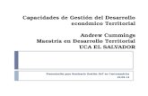 Capacidades de Gestión del Desarrollo económico Territorial Andrew Cummings Maestría en Desarrollo Territorial UCA EL SALVADOR Presentación para Seminario.