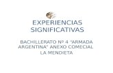EXPERIENCIAS SIGNIFICATIVAS BACHILLERATO Nº 4 “ARMADA ARGENTINA” ANEXO COMECIAL LA MENDIETA.