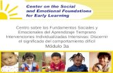 Centro sobre los Fundamentos Sociales y Emocionales del Aprendizaje Temprano Intervenciones Individualizadas Intensivas: Discernir el significado del comportamiento.