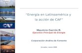 “Energía en Latinoamérica y la acción de CAF” Mauricio Garrón B. Ejecutivo Principal de Energía Corporación Andina de Fomento Ecuador, marzo 2009.