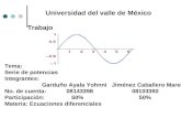 Universidad del valle de México Trabajo Tema: Serie de potencias Integrantes: Garduño Ayala Yohnni Jiménez Caballero Marel No. de cuenta: 08143398 08103392.