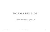 13/04/2015Calidad de Software1 NORMA ISO 9126 Carlos Mario Zapata J.