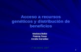 1 Acceso a recursos genéticos y distribución de beneficios Mariana Bellot Patricia Tovar Arcelia González 17 de enero, 2007.