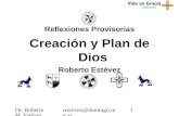 Dr. Roberto M. Estévez restevez@domingo.or g.ar 1 Reflexiones Provisorias Creación y Plan de Dios Roberto Estévez.