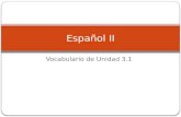 Vocabulario de Unidad 3.1 Español II. Los Cognados el suéter las sandalias la farmacia.