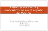 Mtro. Javier Cuétara y Mtra. Aída Espinosa UNAM, 2010 Alófonos vocálicos y consonánticos en el español de México.