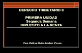 DERECHO TRIBUTARIO II PRIMERA UNIDAD Segunda Semana IMPUESTO A LA RENTA Dra. Felipa Elvira Muñoz Ccuro.