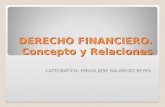 DERECHO FINANCIERO. Concepto y Relaciones CATEDRATICO: EMILIO JOSE BALAREZO REYES.