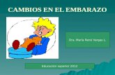 CAMBIOS EN EL EMBARAZO Dra. María René Vargas L. Educación superior 2012.