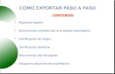 COMO EXPORTAR PASO A PASO  Registros legales  Documentos emitidos por la empresa exportadora  Certificación de origen  Certificación sanitaria  Documentos.