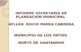 INFORME SECRETARIA DE PLANEACION MUNICIPAL AYLLEN ROCIO PARRA CABRERA MUNICIPIO DE LOS PATIOS NORTE DE SANTANDER.