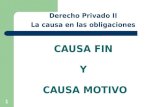 CAUSA FIN Y CAUSA MOTIVO Derecho Privado II La causa en las obligaciones 1.