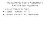 Reflexiones sobre Agricultura Familiar en Argentina Un solo modelo de Agro 2 agros – campos: AI – AF Desafios / Amenazas / Escenarios.