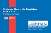 Sistema Único de Registro SUR - VIH Ministerio de Salud Cristian Farías / Jefe de Proyecto. Eduardo Farías / Capacitador. Marlo Montero / Analista.