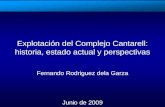 Explotación del Complejo Cantarell: historia, estado actual y perspectivas Fernando Rodriguez dela Garza Junio de 2009.