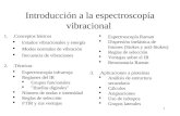1 Introducción a la espectroscopía vibracional 1..Conceptos básicos  Estados vibracionales y energía  Modos normales de vibración  frecuencia de vibraciones.