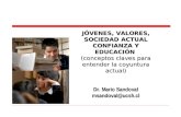 JÓVENES, VALORES, SOCIEDAD ACTUAL CONFIANZA Y EDUCACIÓN (conceptos claves para entender la coyuntura actual) Dr. Mario Sandoval msandoval@ucsh.cl.