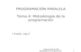 Programación Paralela Metodología de la Programación 1 PROGRAMACIÓN PARALELA Tema 4: Metodología de la programación Foster, cap 2