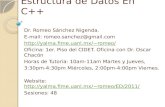 Estructura de Datos En C++ Dr. Romeo Sánchez Nigenda. E-mail: romeo.sanchez@gmail.com romeo/ Oficina: 1er. Piso del CIDET. Oficina.