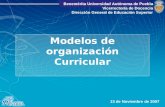 Modelos de organización Curricular Benemérita Universidad Autónoma de Puebla Vicerrectoría de Docencia Dirección General de Educación Superior 13 de Noviembre.