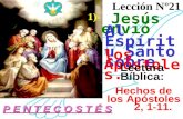 Jesús envió Al Espíritu Santo sobre los Apóstoles. Lección Nº21 1)- Lectura Bíblica: Hechos de los Apóstoles 2, 1-11. P E N T E C O S T É S.