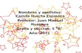 Nombres y apellidos: Camila Huerta Espinoza Profesor: Juan Manuel Huapaya Grado y seccion: 5 “A” Año: 2011.
