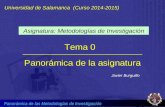Panorámica de las Metodologías de Investigación Asignatura: Metodologías de Investigación Universidad de Salamanca (Curso 2014-2015) Javier Burguillo Tema.
