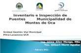 1 Universidad de Costa Rica Inventario e Inspección de Puentes Municipalidad de Montes de Oca Unidad Gestión Vial Municipal Pitra-Lanamme UCR Ing. Jaime.