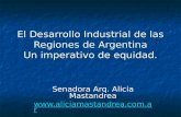 El Desarrollo Industrial de las Regiones de Argentina Un imperativo de equidad. Senadora Arq. Alicia Mastandrea .
