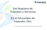 Del Registro de Trámites y Servicios En el Municipio de Irapuato, Gto. Dirección General de Planeación y Desarrollo Gubernamental.
