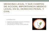 MEDICINA LEGAL Y SUS CAMPOS DE ACCION, IMPORTANCIA MEDICO LEGAL EN EL DERECHO PENAL Y CIVIL RAMIREZ BARRIOS LENNIN STEFANO MEJIA MEZA ISMAEL SAUL VALENZUELA.
