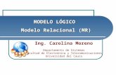 MODELO LÓGICO Modelo Relacional (MR) Ing. Carolina Moreno Departamento de Sistemas Facultad de Electrónica y Telecomunicaciones Universidad del Cauca.