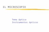 EL MICROSCOPIO Tema óptica Instrumentos ópticos. HISTORIA: EL INVENTO z Se inventó, hacia 1610, por Galileo, según los italianos, o por Jansen, en opinión.