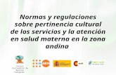 Normas y regulaciones sobre pertinencia cultural de los servicios y la atención en salud materna en la zona andina Enlace Continental de Mujeres Indígenas.