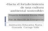 Proyecto Ambiental Escolar PRAE Plan de Atención de Emergencias «Hacia el fortalecimiento de una cultura ambiental sostenible» Institución Educativa Nueva.