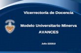 Vicerrectoría de Docencia Modelo Universitario Minerva AVANCES Julio 22/2010.