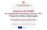 Impacto del FEDER en proyectos tractores Sector TIC: Proyecto Xaloc (Inforegió) PO FEDER Cataluña 2007-2013 Chinchón, 14 de Noviembre de 2014.