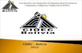 CIOEC – Bolivia 2012. Presencia en los nueve Departamentos de Bolivia  CIOEC – Chuquisaca  CIEOC – Cochabamba  CIOEC – Tarija  CIOEC – Santa Cruz.