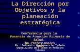 La Dirección por Objetivos y la planeación estratégica Conferencia para la Pasantía de Atención Primaria de Salud. No Profesionales 2005 Dr. Suiberto.