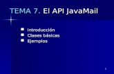 1 TEMA 7. El API JavaMail Introducción Introducción Clases básicas Clases básicas Ejemplos Ejemplos.