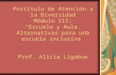 Postítulo de Atención a la Diversidad Módulo III: “Escuela y Aula. Alternativas para una escuela inclusiva” Prof. Alicia Ligabue.