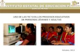 INSTITUTO ESTATAL DE EDUCACIÓN PARA ADULTOS USO DE LAS TIC´S EN LOS PROCESOS EDUCATIVOS DE PERSONAS JÓVENES Y ADULTAS Octubre, 2013.