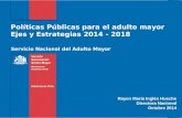 Políticas Públicas para el adulto mayor Ejes y Estrategias 2014 - 2018 Rayen María Inglés Hueche Directora Nacional Octubre 2014 Servicio Nacional del.