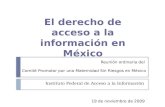 Instituto Federal de Acceso a la Información 19 de noviembre de 2009 Reunión ordinaria del Comité Promotor por una Maternidad Sin Riesgos en México El.