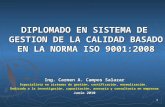 DIPLOMADO EN SISTEMA DE GESTION DE LA CALIDAD BASADO EN LA NORMA ISO 9001:2008 Ing. Carmen A. Campos Salazar Especialista en sistemas de gestión, certificación,