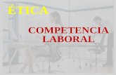 ÉTICA COMPETENCIA LABORAL. ¿Qué entendemos por competencia laboral? * Conjunto de conocimientos, habilidades y actitudes con los que una persona es capaz.