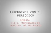 APRENDEMOS CON EL PERIÓDICO MEMORIA I.E.S. “MERINDADES DE CASTILLA” DE VILLARCAYO.