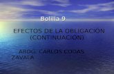Bolilla 9 Bolilla 9 EFECTOS DE LA OBLIGACIÓN (CONTINUACIÓN) ABOG. CARLOS CODAS ZAVALA.